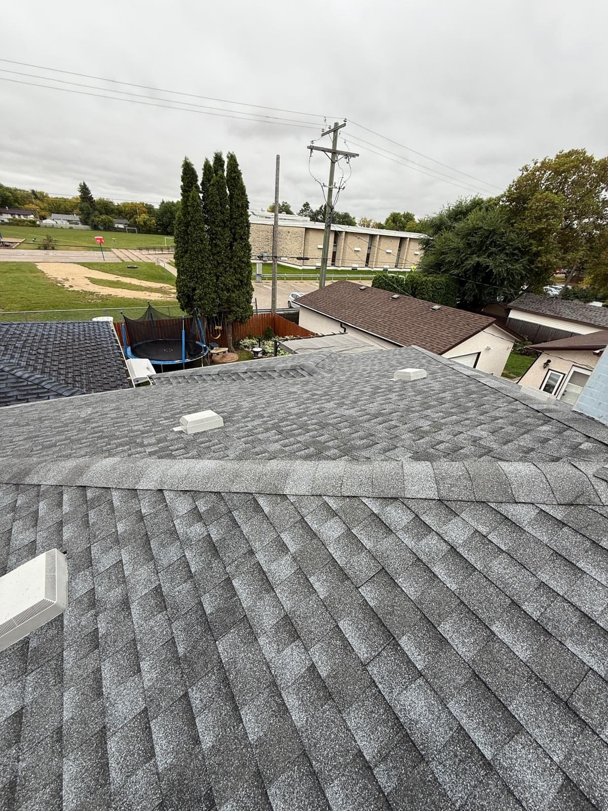 Completed roof replacement, rooftop view